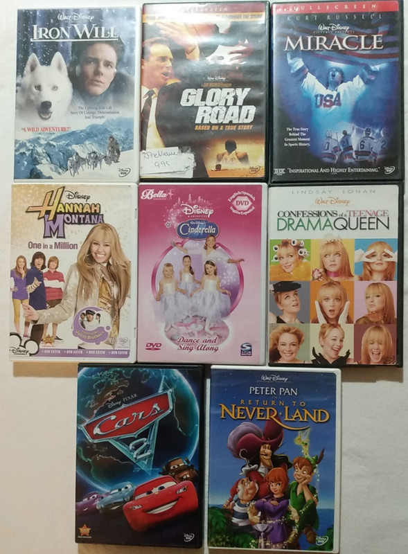 8 DVD Disney Iron Will Glory Road Miracle Hannah Montana Cinderella Dance Along