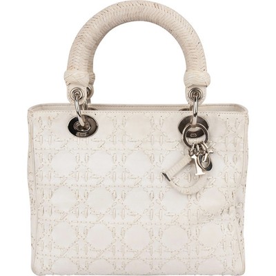 Christian Dior Woven Leather Lady Dior Handbag Bag