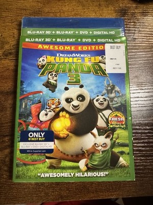 Kung Fu Panda 3 NEW Sealed w/ Slipcover (Blu-ray 3D + Blu-ray + DVD 2016) OOP