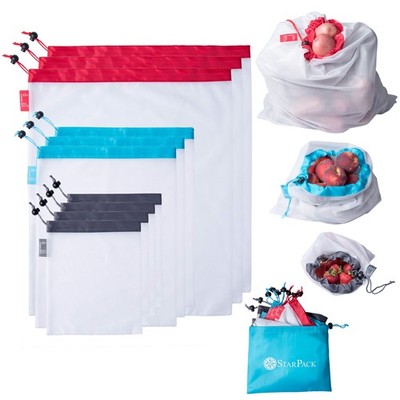 StarPack Reusable Produce Bags - Zero Waste Large, White, Red, Blue, Gray
