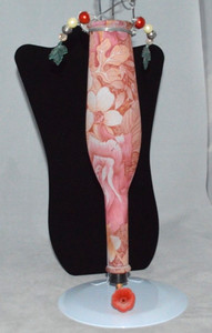 Pink Floral Hummingbird Feeder with Wire Hanger & Beads