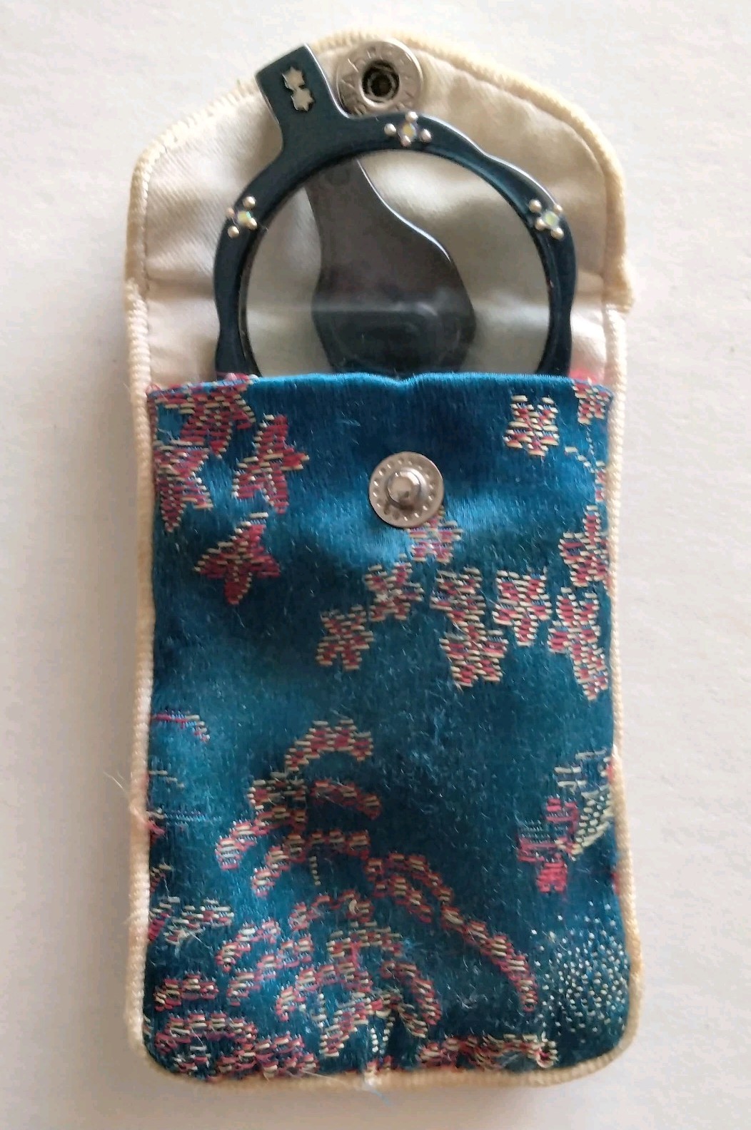 Vintage Opera Glasses Folding Lorgnette Rhinestones w/ Case Hong Kong 1950s