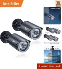2 Pack Dummy Fake Security Cameras with Night Vision  Red LED - Indoor/Outdoor