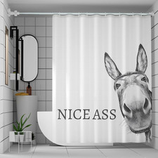 Funny Donkey Shower Curtain - Waterproof Fabric Shower Curtain Set for Bathroom