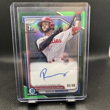 2024 BOWMAN CHROME RAYLIN HEREDIA RC AUTO GREEN LAVA REFRACTOR AUTOGRAPH #24/99