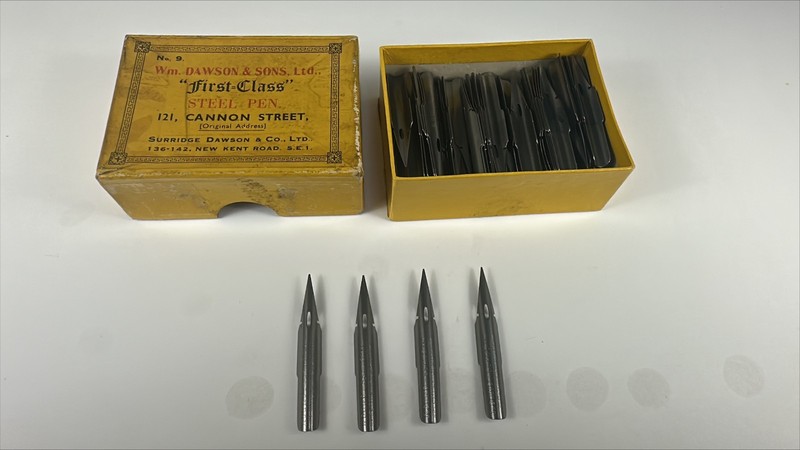 NOS Wm. Dawson & Sons, Ltd. First-Class Pen No. 9 Dip Pen Nibs - 1 Box of 144