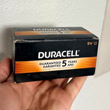 Duracell 9V Block Alkaline Batteries 12 Pack, 9V, 5-Year Expiration