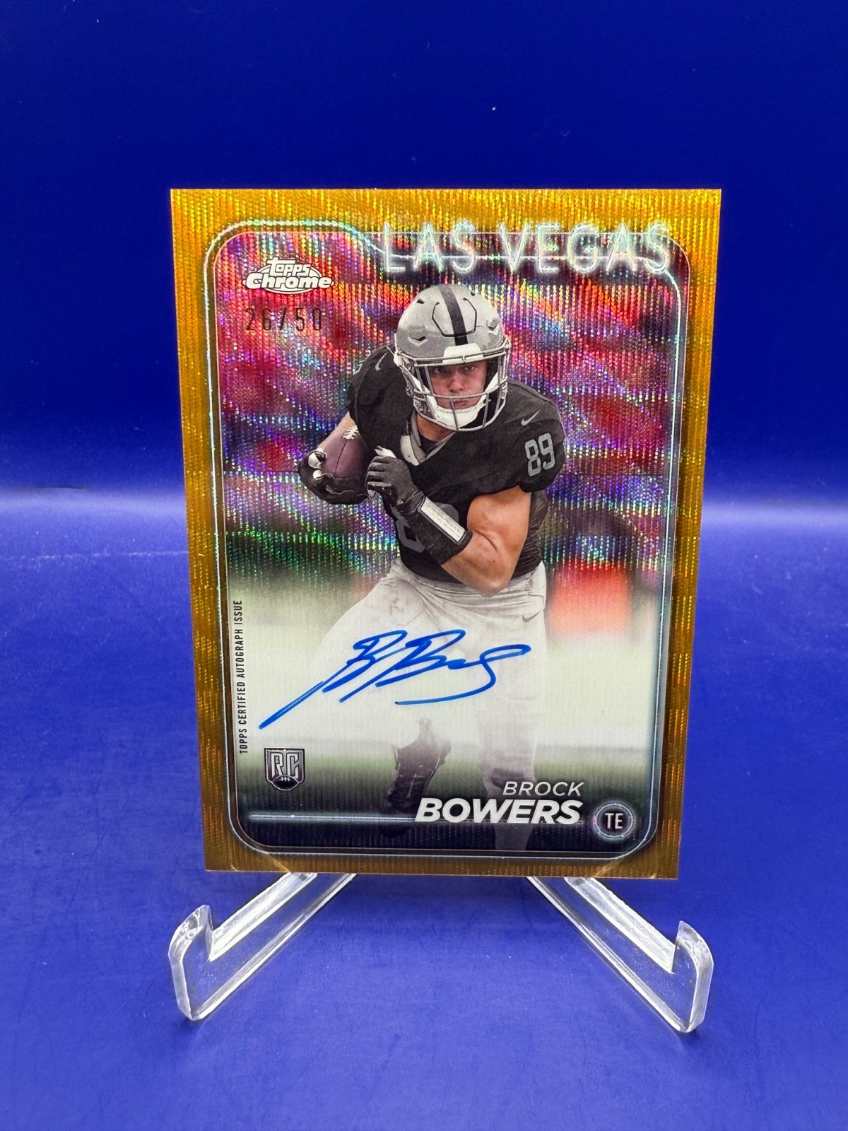 2024 Topps Chrome - Rookie Auto Brock Bowers /50 Gold Geometric #RA-BBO (RC, AU)