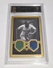 2018 Futera Unique Soccer Memostars Gold Frame Pele Dual Patch 23/29