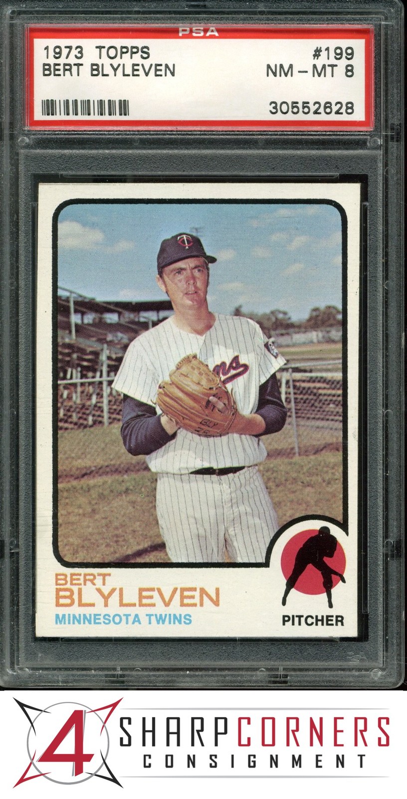 1973 TOPPS #199 BERT BLYLEVEN TWINS HOF PSA 8
