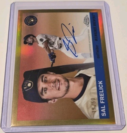 Sal Frelick 2025 Topps Chrome Platinum Gold Refractor Auto #'d/50 Card #CPA-SF view 4