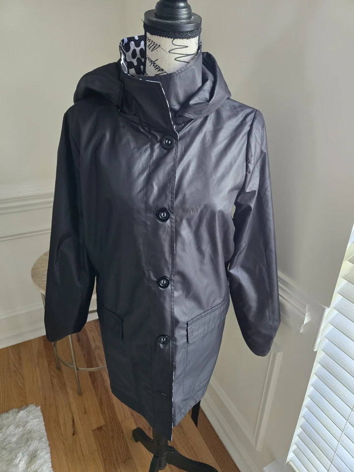 Lindo casaco CARLISLE preto sólido estampa quebra-cabeça reversível tamanho: 10 $675 - Imagem 3 de 4