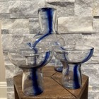 5 Libby Margarita Cobalt Blue Ribbon And Clear Stemless Glasses
