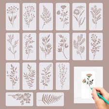 18Pcs Crafting Stencils Reusable, Wildflower for Painting, D-18PCS