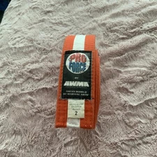 ProForce 1.75 Double Wrap Thunder White Stripe Karate Belt Orange Cobra Miyagi