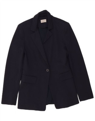 Marella Womens 1 Button Blazer Jacket UK 8 Small Navy Blue Viscose BR09