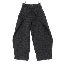 ISSEY MIYAKE 80s 1984 linen Brush tag 2WAY deformed wide Pants Bottoms Black...