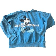 Mickey Mouse Mineral Wash Sweatshirt Youth Walt Disney World Blue Large