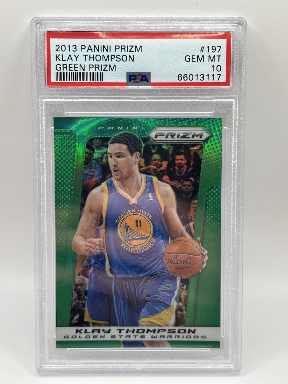 2013-14 Panini Prizm Klay Thompson #197 Green Prizm PSA 10 Gem Mint