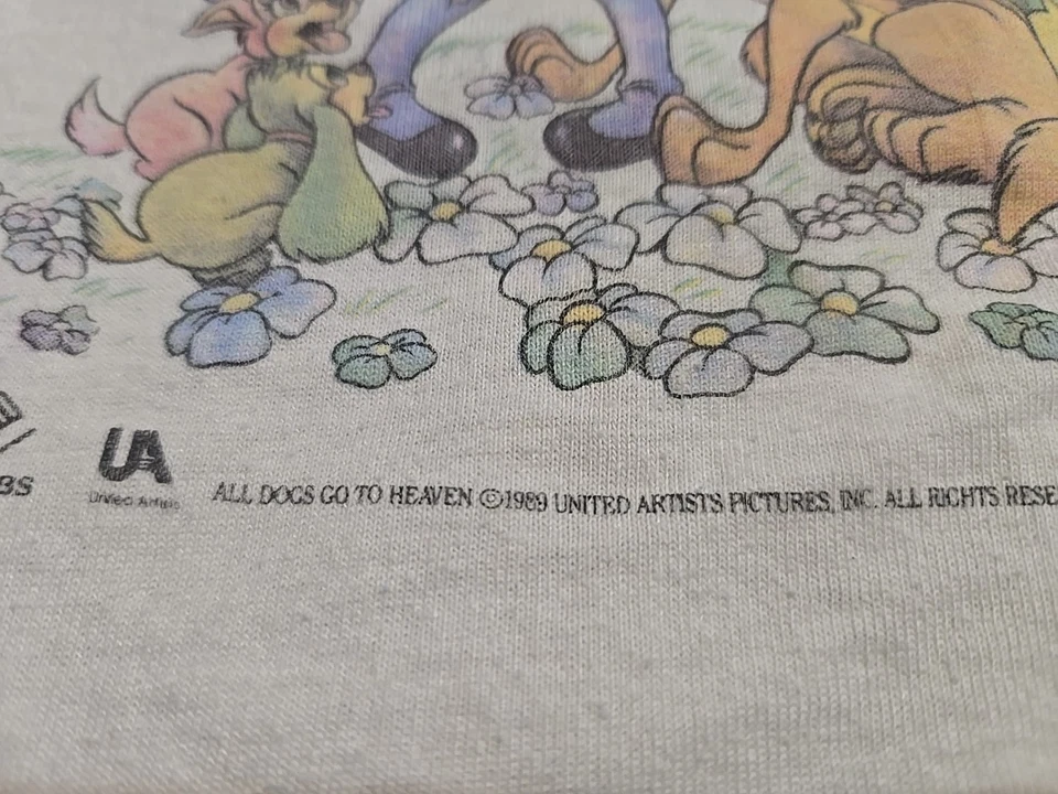 RARE VTG Disney All Dogs Go To Heaven Promo Tee Kids Size 6-8 - Image 3 of 4