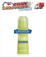 Ban Invisible Roll-On Antiperspirant Deodorant, Powder Fresh, 3.5 oz