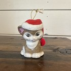 Jasco  "Lil' Chimers" bisque porcelain Cat figurine Christmas Bell WithSanta Hat — photo 4