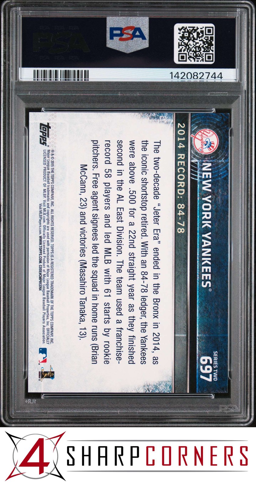 2015 TOPPS #697 DEREK JETER NEW YORK YANKEES PSA 10 view 2