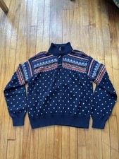 POLO by Ralph Lauren Nordic Fair Isle Sweater Navy Cotton Linen Cashmere Mens XL