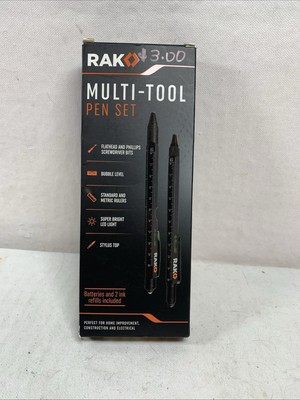 Multi-Tool 2Pc Pen Set - LED Light, Touchscreen Stylus, Ruler, Bottle Opener
