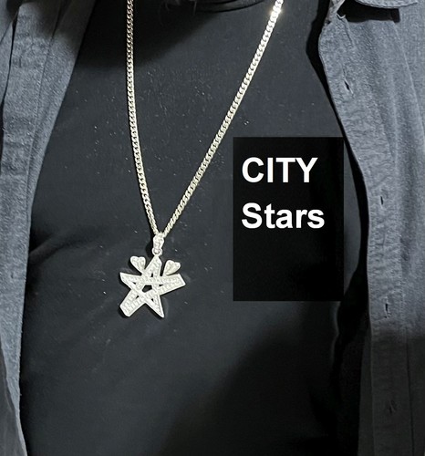 VINTAGE CITY STARS LOGO PENDANT & S-CHAIN SILVER NECKLACE - RARE - Picture 5 of 5
