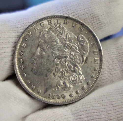 1890 O US Morgan Silver Dollar $1 AU+