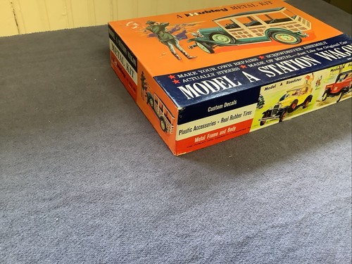 Hubley Model A Station Wagon Metal Model Kit New Open Box Vintage - Picture 2 of 15