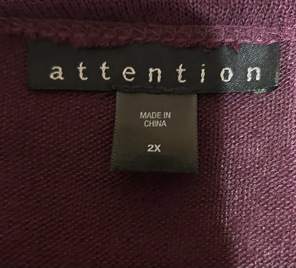 Attention Womens Size 2X Open Front Waterfall Cardigan Plum LagenLook Minimalist - Image 3 of 4