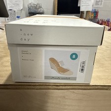 A New Day Women's Ansel Double Band Open Toe Wedge Heels with Memory Foam Insole