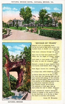 1938 Natural Bridge VA Hotel & Geological Landmark Linen Postcard Posted