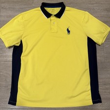 Polo Ralph Lauren Big Pony Polo Shirt Mens XL Yellow Colorblock Performance Golf