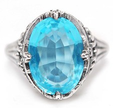 4CT Aquamarine 925 Solid Genuine Sterling Silver Filigree Ring Sz 8 FB9-5