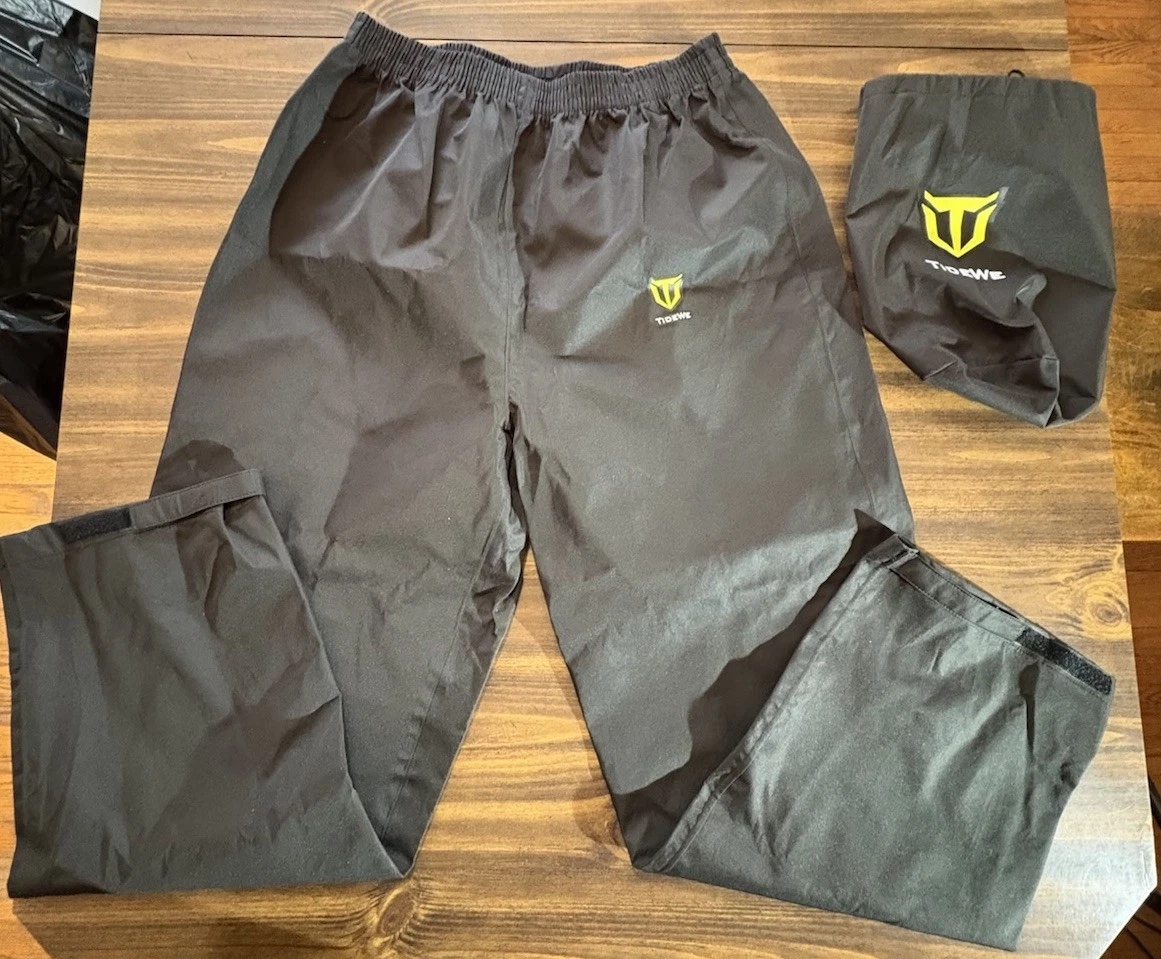 Tidewe Men's Rain Pants Waterproof Breathable Lightweight Rainwear Size L New