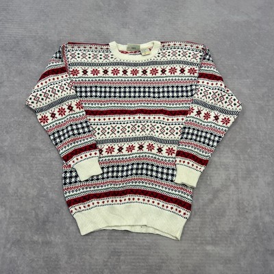 Vintage Strickpullover Abstrakt Gemustert Strickpullover Damen S (8-10)