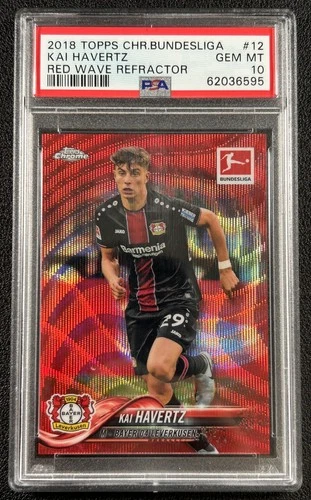 KAI HAVERTZ PSA 10 2018 TOPPS CHROME BUNDESLIGA 12 ROOKIE RED WAVE REFRACTOR /10