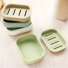 Double Layer Soap Dish Holder Plastic Drain Storage Box Bathroom Rack Plate USA