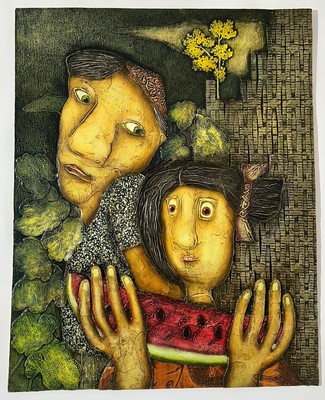 Collage On Hardcarboard Manglar . 20x16in Cuban Art T:  Ayer Pase Por Tu Casa.