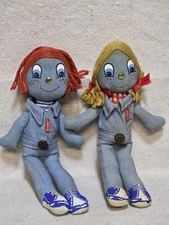 Lot Of 2 1970s Vintage Levi's Denim Rag Doll Knickerbocker Yarn Hair 10 inch