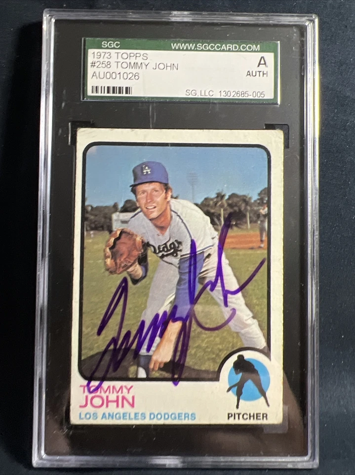 Tommy John SGC With Signed 1973 Topps Baseball Card Los Angeles Dodgers  #258 - Image 4 of 4