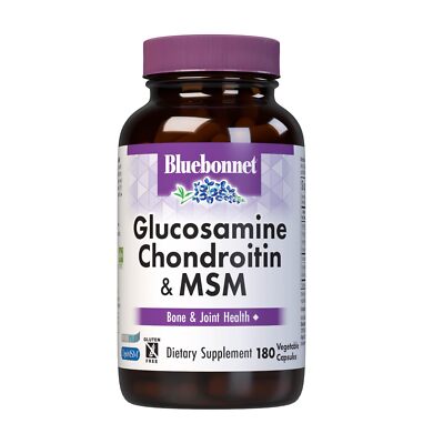 Bluebonnet Glucosamine Chondroitin MSM Joint Health 180 Veg Capsules Non GMO