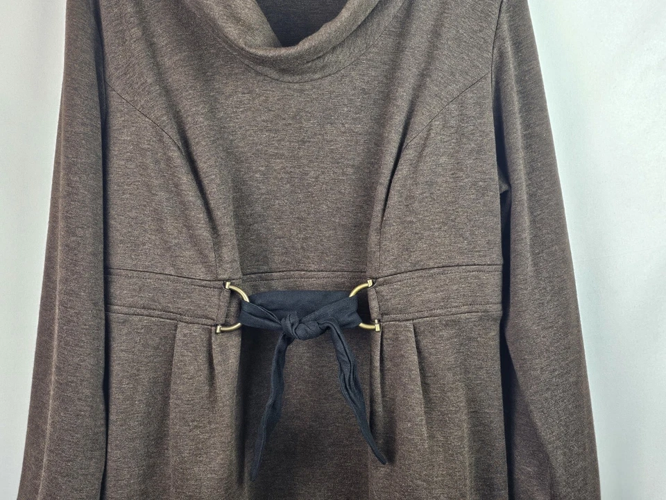 Vestido para mujer New Directions talla grande 24W marrón capucha cuello manga larga Foto 3 de 4