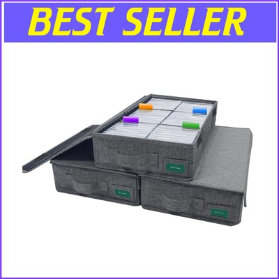 Minimalist Gray Cassette Storage Boxes   16.34 x 9.25 x 3.54 Inch, 3 Count