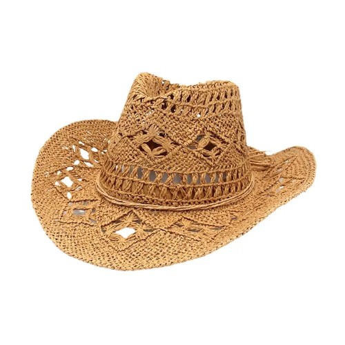 Summer straw Outdoor Men Women Caps Western Hat Brim Beach Sun Breathable