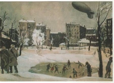 1974 WW2 Moscow military Dirigible. Hockey Military Army OLD Russian Postcard