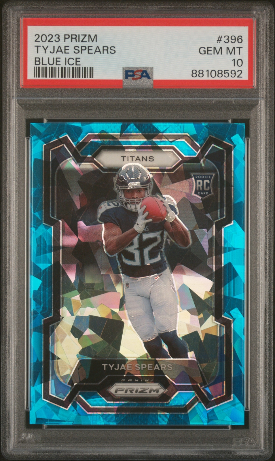 2023 Panini Prizm Tyjae Spears #396 PSA 10 Blue Ice RC Rookie /99